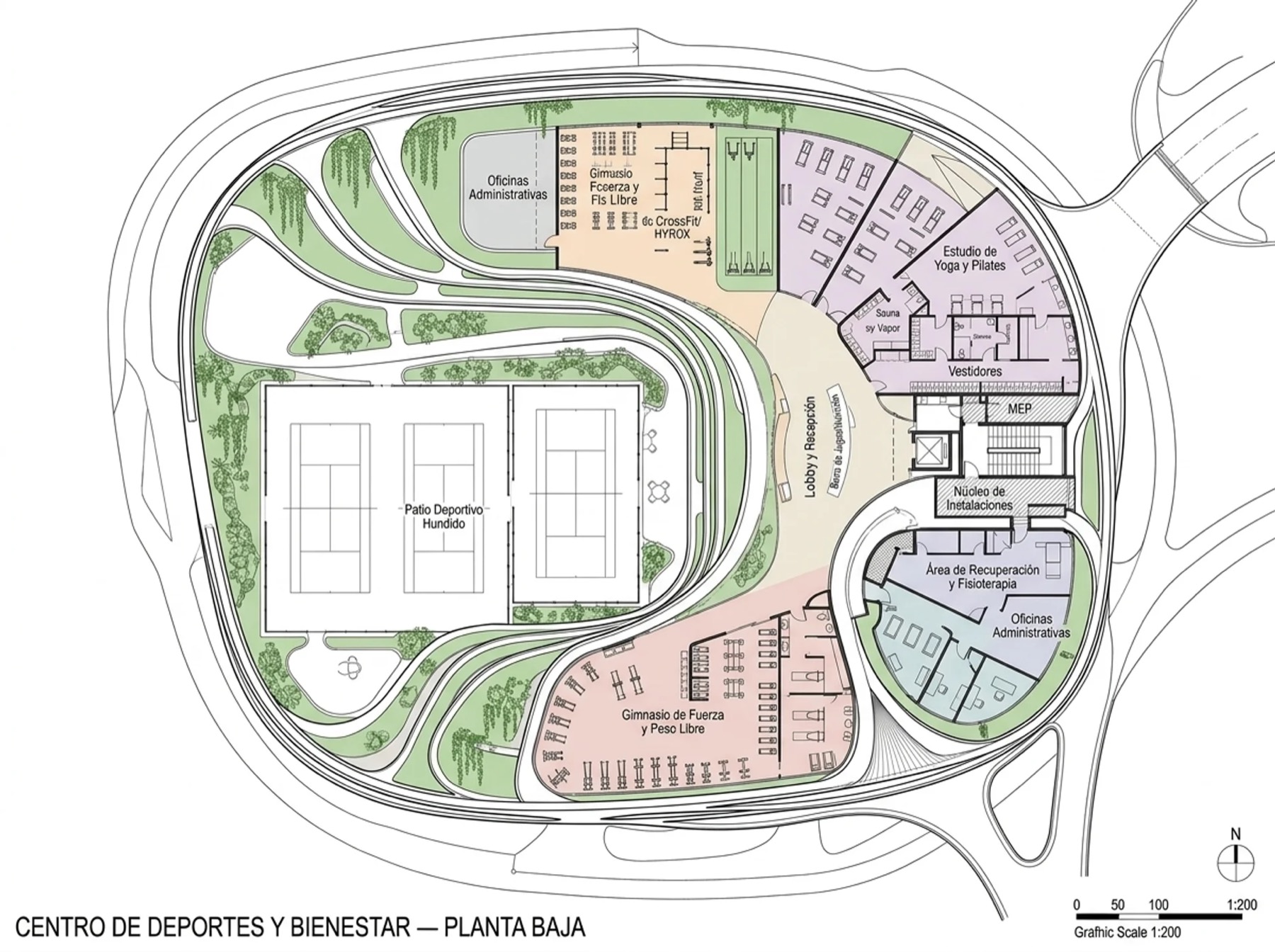 Planta baja del centro deportivo